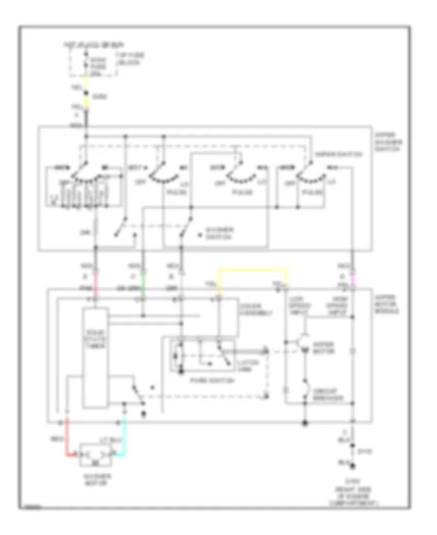 Электросхема стеклоочистителя, дворников и омывателя для Buick Riviera 1996