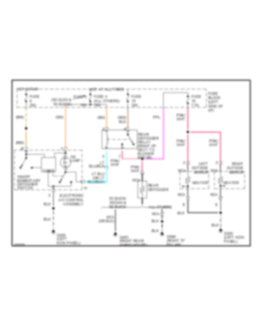 Электросхема подогрева стекол и зеркал, С Электронный счет для Buick Roadmaster Estate Wagon 1991