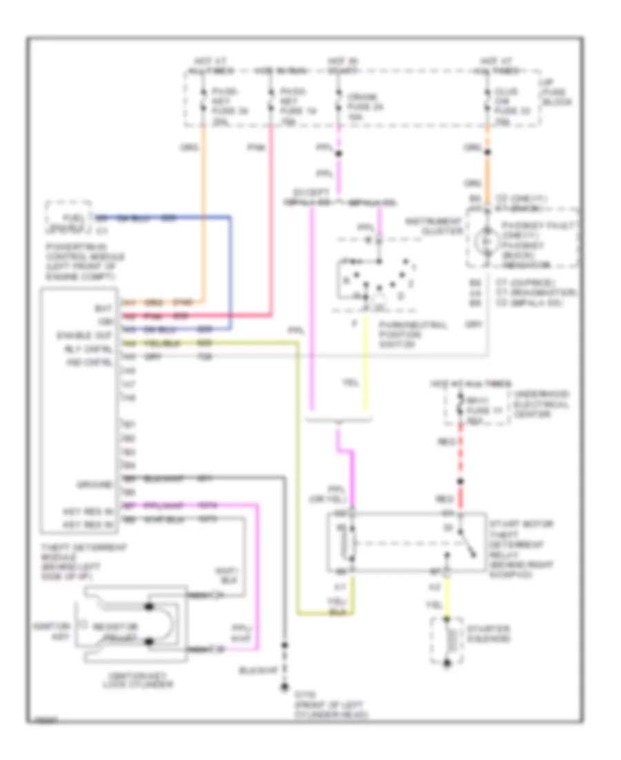 Pass-Key Wiring Diagram, without SEO for Buick Roadmaster Limited 1996