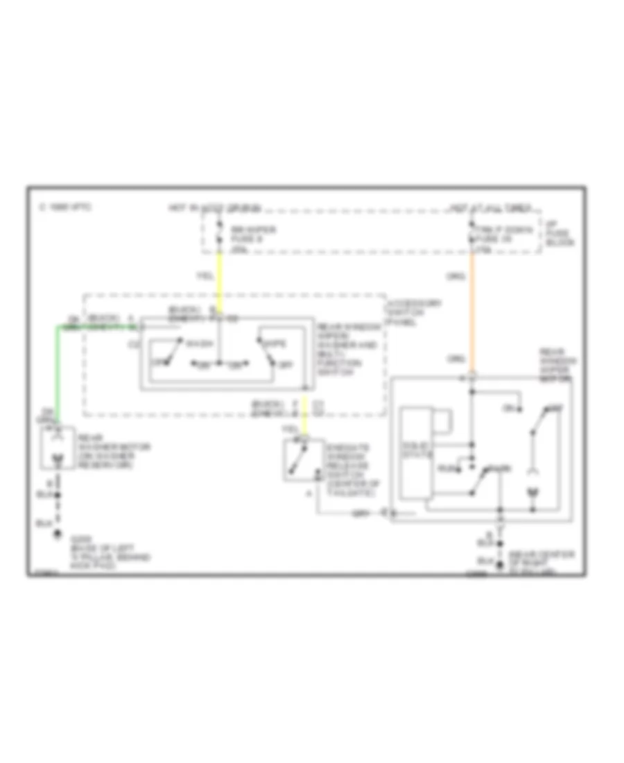 Электросхема заднего стеклоочистителя дворника и омывателя для Buick Roadmaster Limited 1996