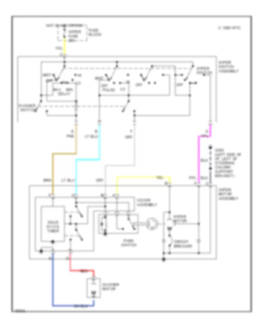 Электросхема стеклоочистителя, дворников и омывателя Интервала для Buick Skylark Custom 1996