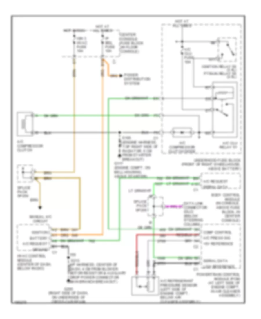 Compressor Wiring Diagram, with Manual AC for Buick Rendezvous CX 2004