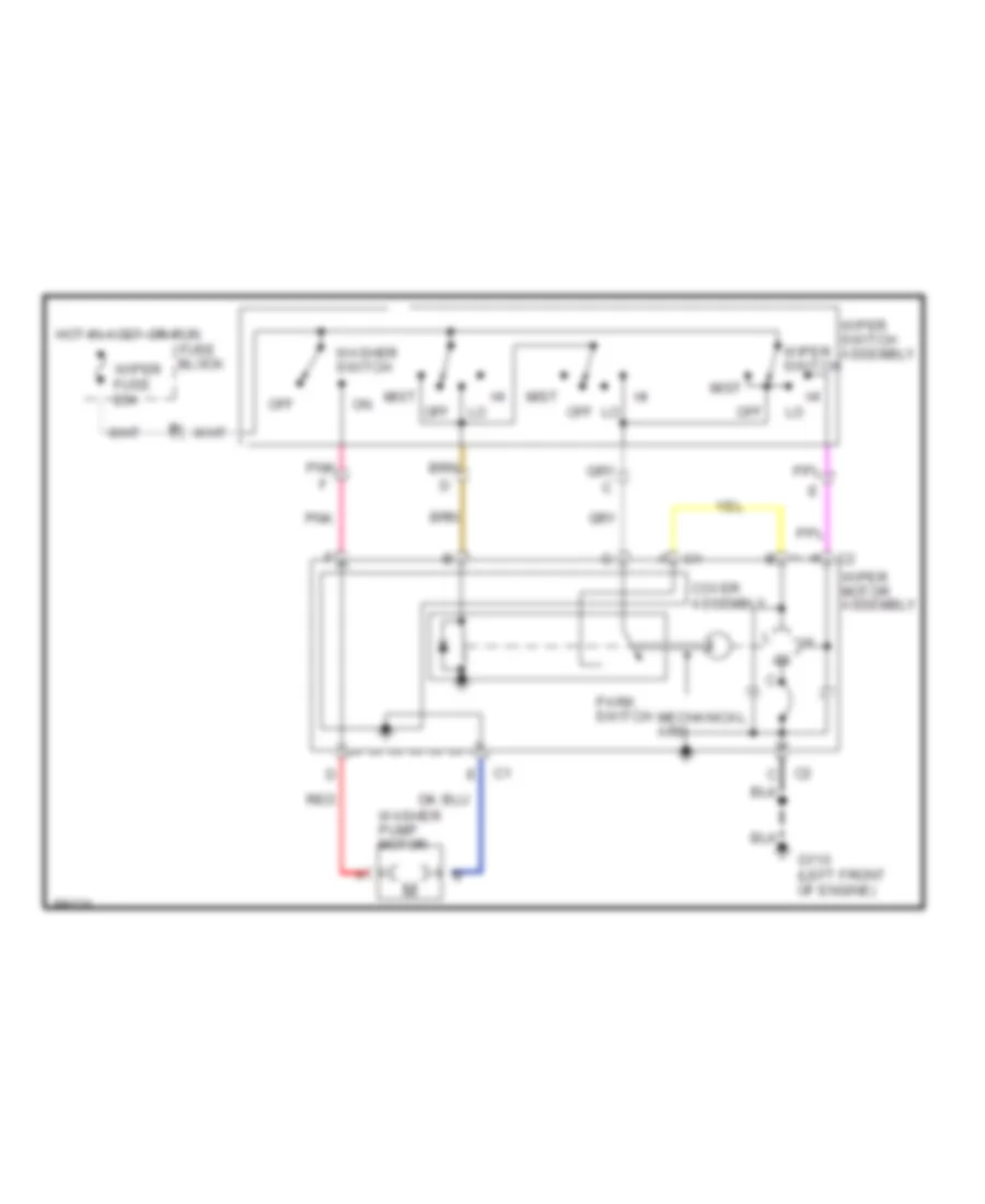 Электросхема стеклоочистителя, дворников и омывателя С 2 скоростями для Buick Skylark Luxury 1991