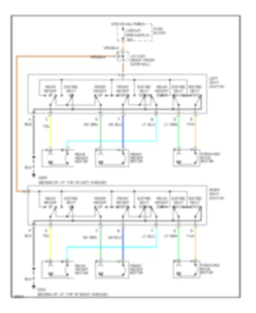 Электросхема привода сидений с 6 путями для Cadillac Fleetwood 1992