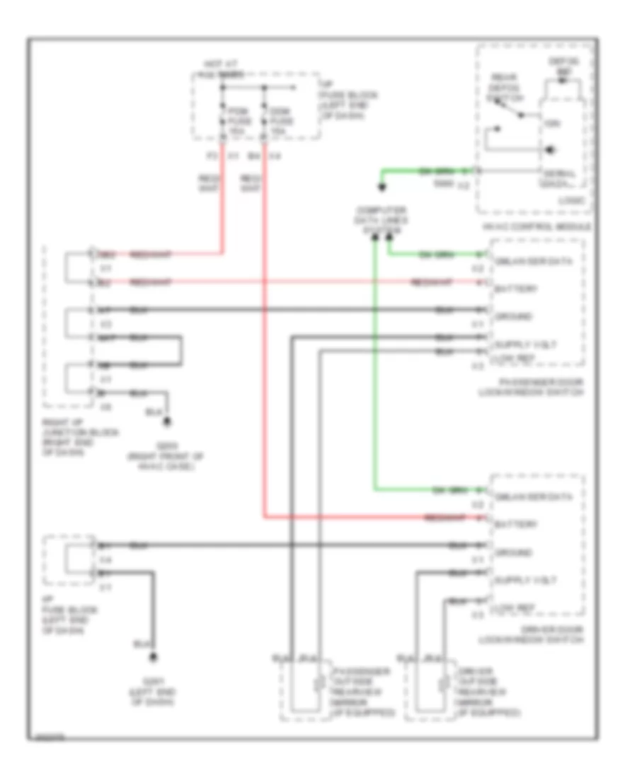 Электросхема подогрева зеркал заднего вида для Cadillac Escalade Hybrid 2009