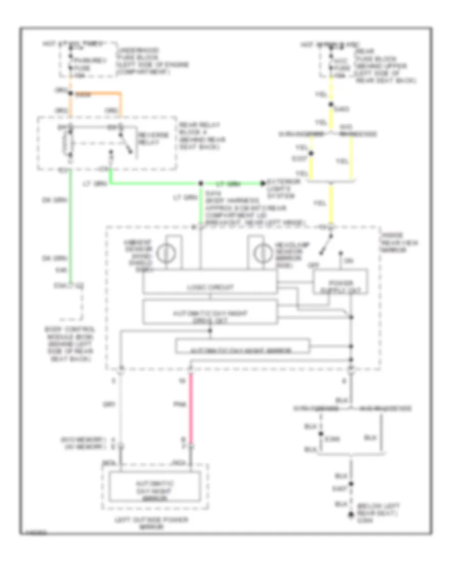Электросхема затемняющегося зеркала заднего вида для Cadillac Eldorado ETC 2001