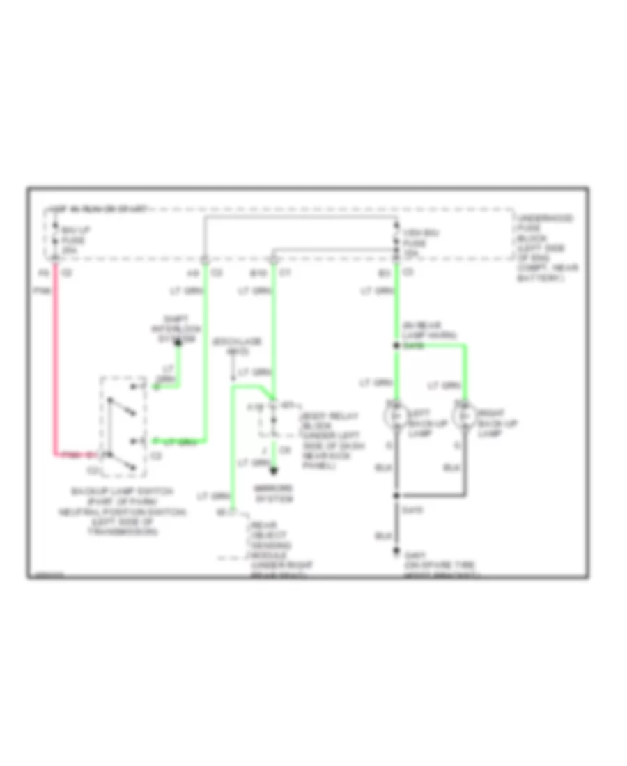 Back-up Lamps Wiring Diagram, 4WD for Cadillac Escalade 2002