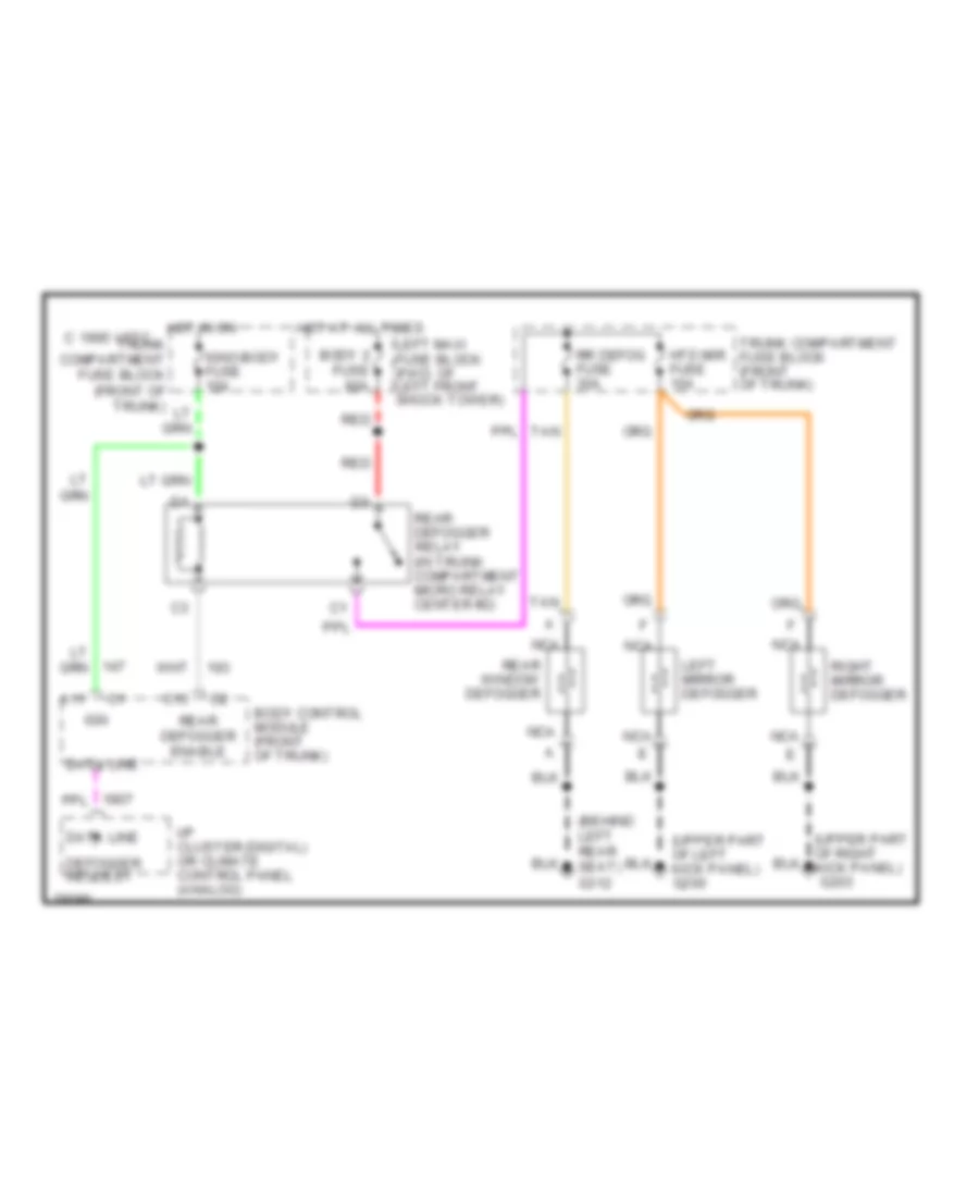 Rear Defogger  Heated Mirrors Wiring Diagram for Cadillac Seville STS 1996