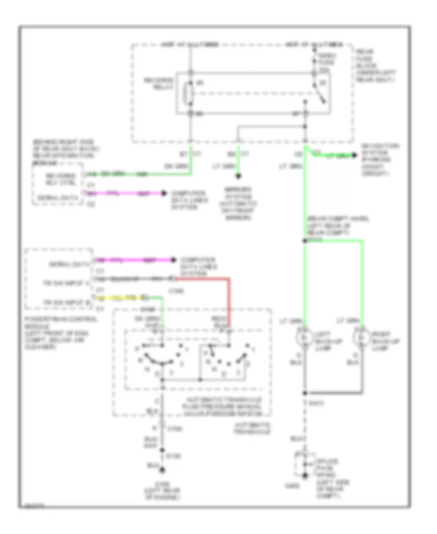 Back up Lamps Wiring Diagram for Cadillac Seville SLS 2002
