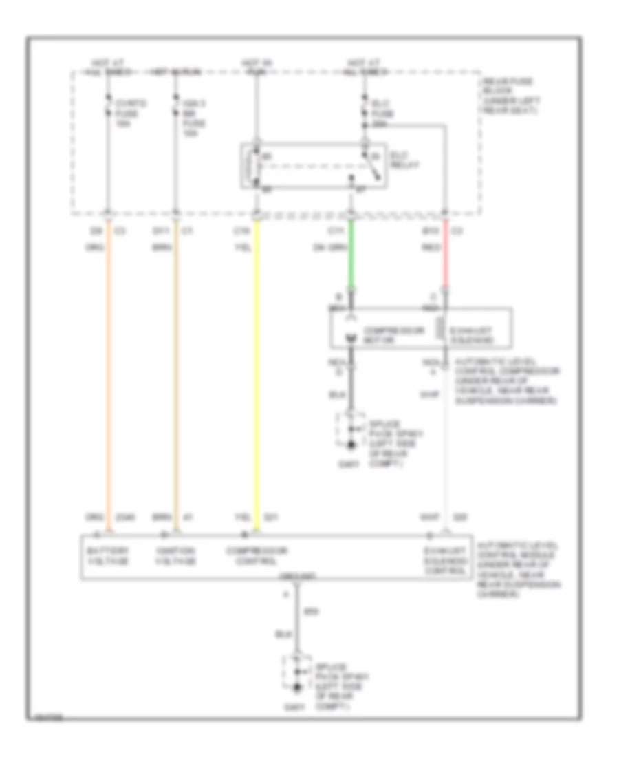 Electronic Level Control Wiring Diagram, without Electronic Air Suspension for Cadillac Seville STS 2002
