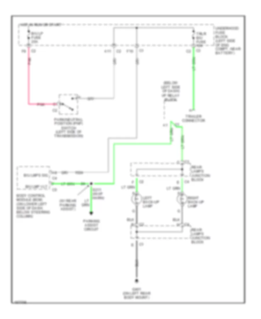 Back up Lamps Wiring Diagram for Cadillac Escalade ESV 2003