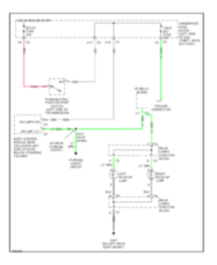Back up Lamps Wiring Diagram for Cadillac Escalade 2004