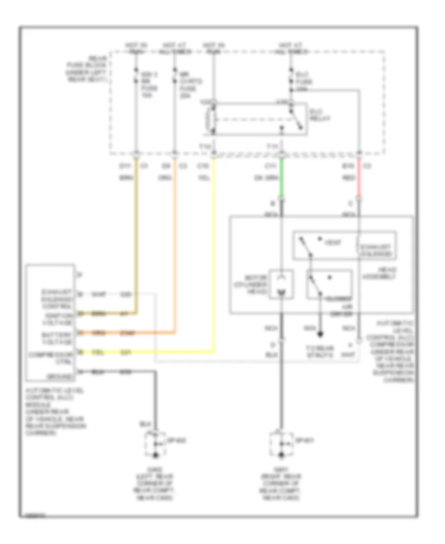 Electronic Level Control Wiring Diagram, without Electronic Air Suspension for Cadillac Seville SLS 2004