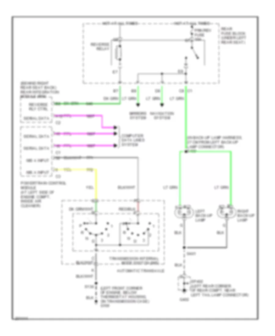 Back up Lamps Wiring Diagram for Cadillac DeVille DHS 2005