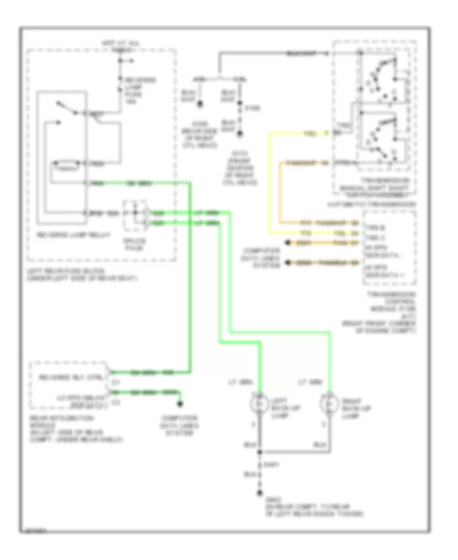 Backup Lamps Wiring Diagram for Cadillac STS 2005
