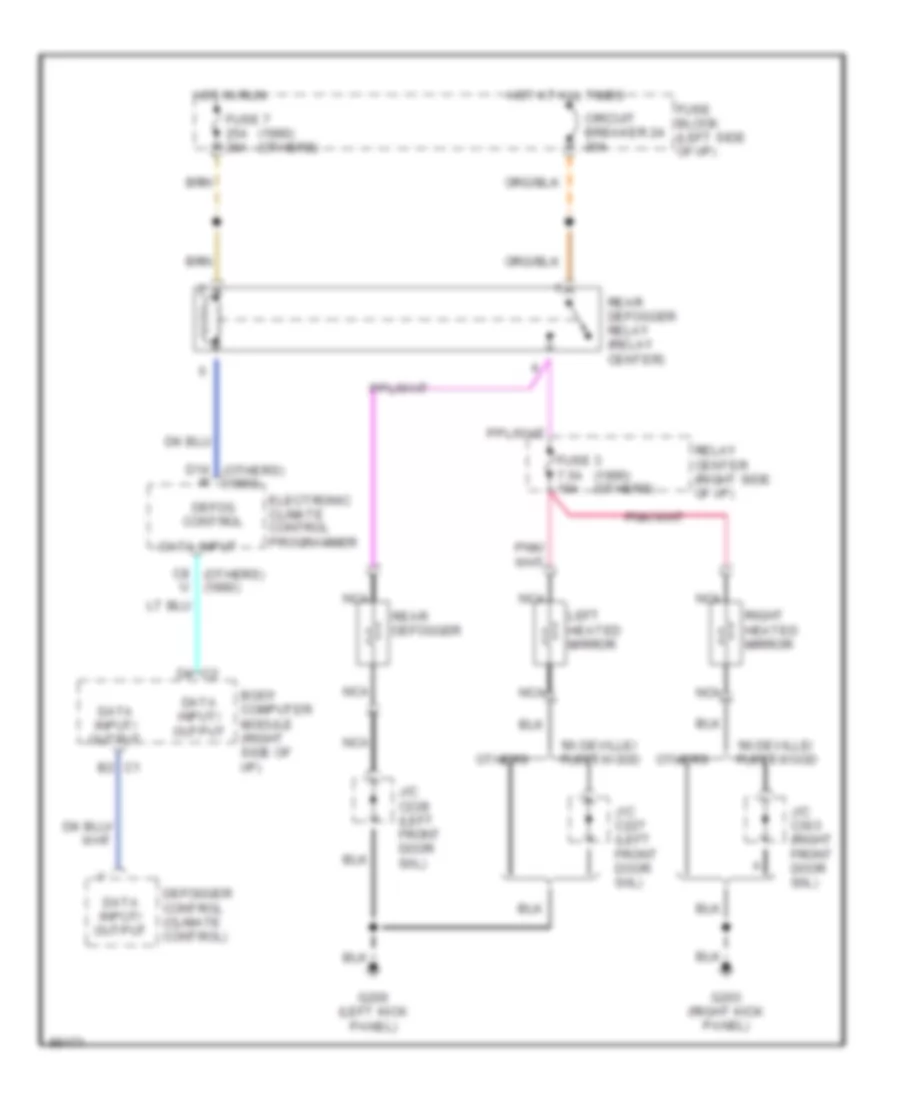 Rear Defogger Wiring Diagram for Cadillac DeVille Touring 1992