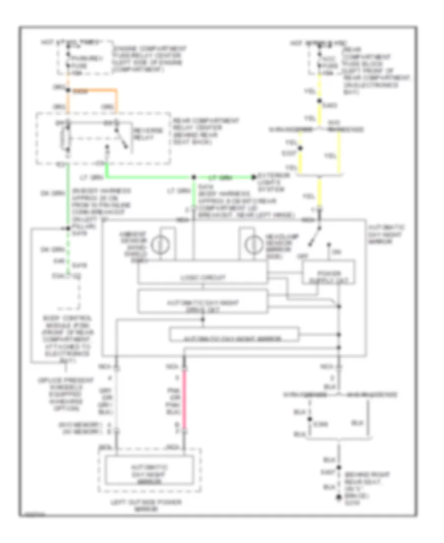 Photochromic Mirror Wiring Diagram for Cadillac DeVille Concours 1998