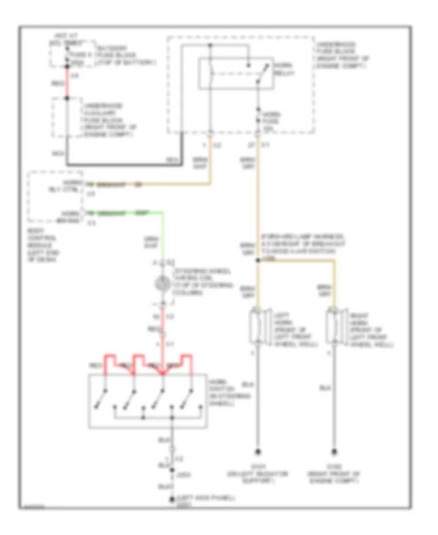 Horn Wiring Diagram, Sedan Except CTS-V for Cadillac CTS 2014