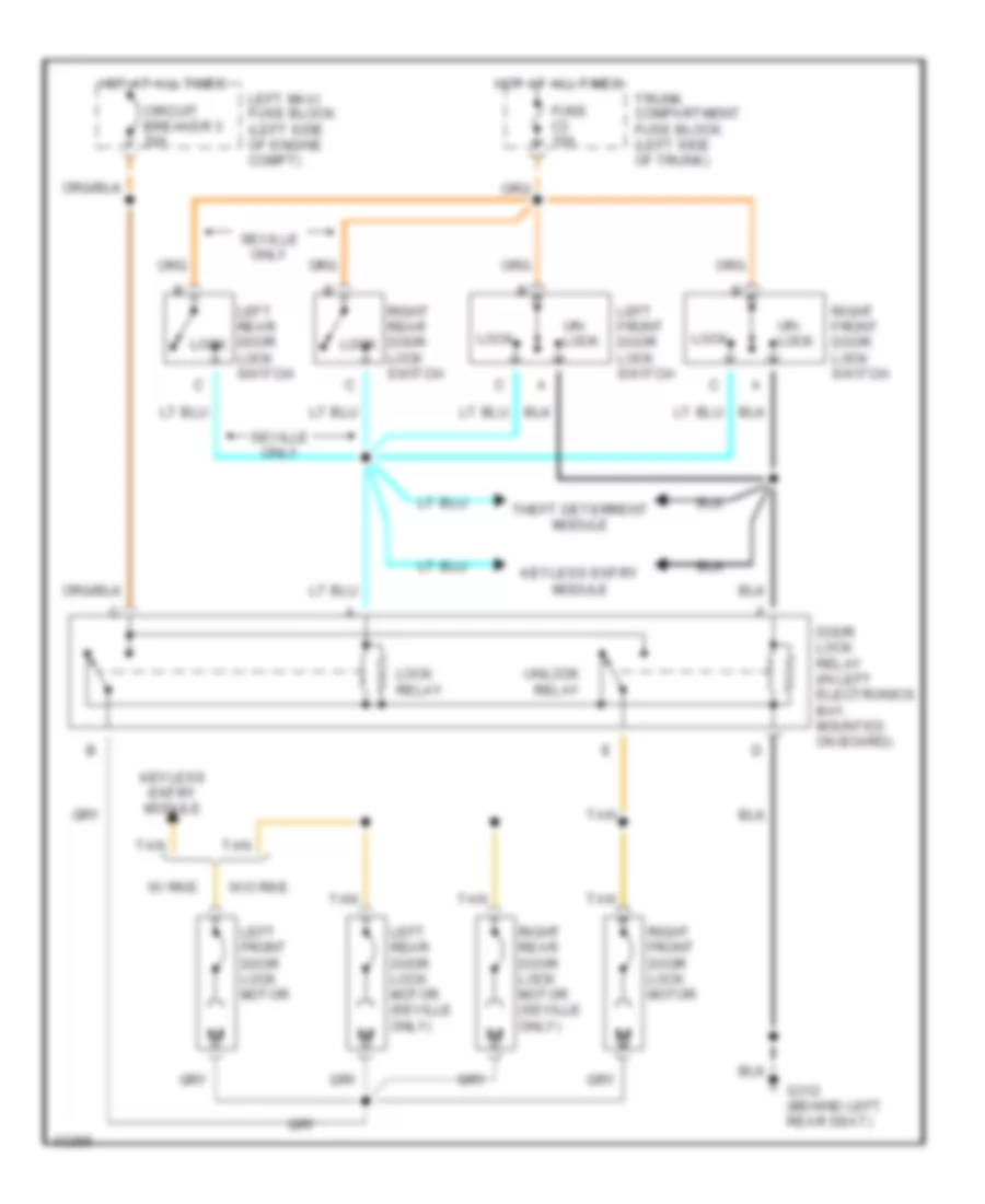 Power Door Locks Wiring Diagram for Cadillac Seville STS 1992