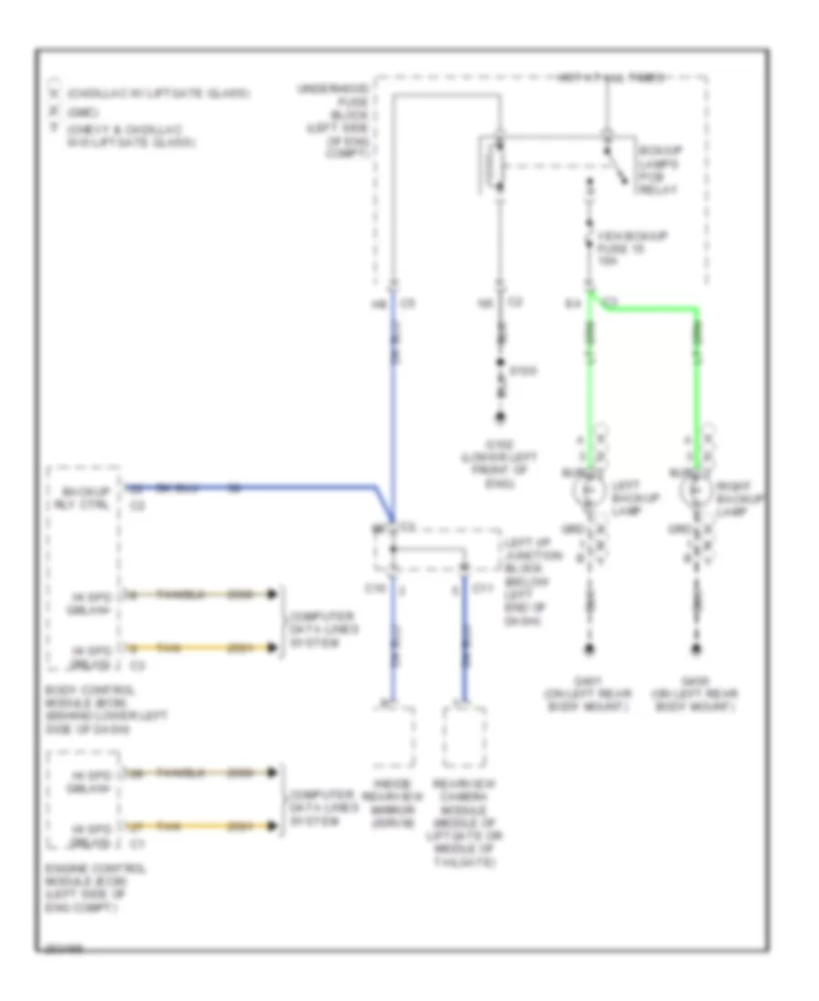 Backup Lamps Wiring Diagram for Cadillac Escalade ESV 2007