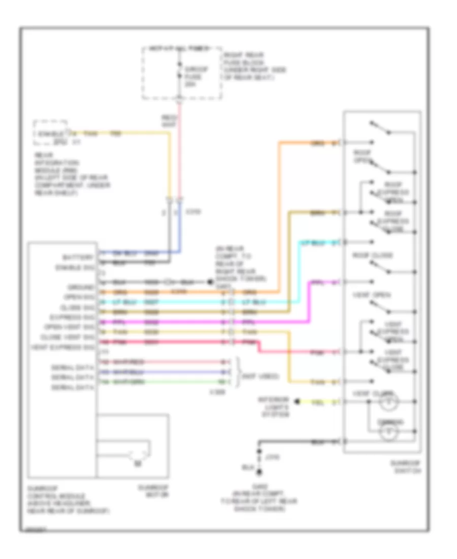 Power Top Sunroof Wiring Diagram for Cadillac STS 2011