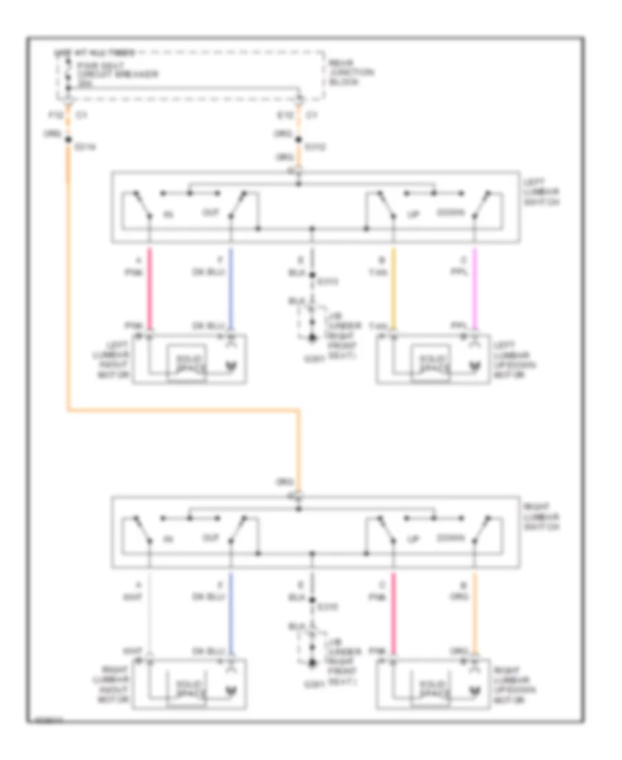 Lumbar Wiring Diagram, without Auto Contour for Cadillac Seville SLS 1998