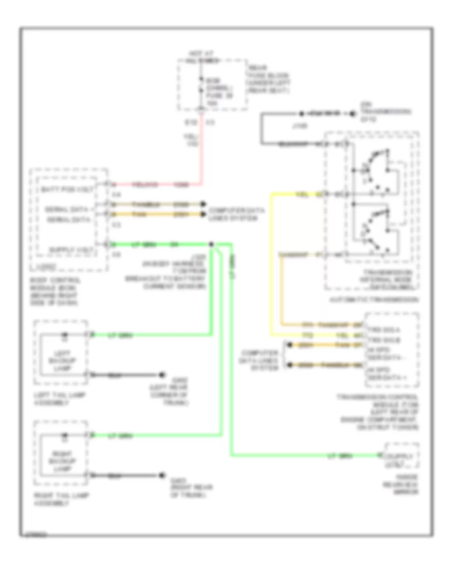 Backup Lamps Wiring Diagram for Cadillac DTS 2008