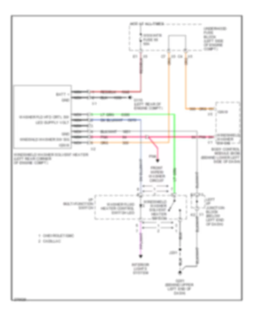 схема нагревателя растворителя омывателя лобового стекла для Cadillac Escalade EXT 2008
