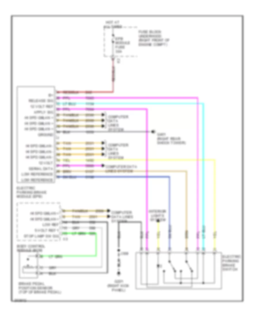 Park Brake System Wiring Diagram for Cadillac CTS 2009