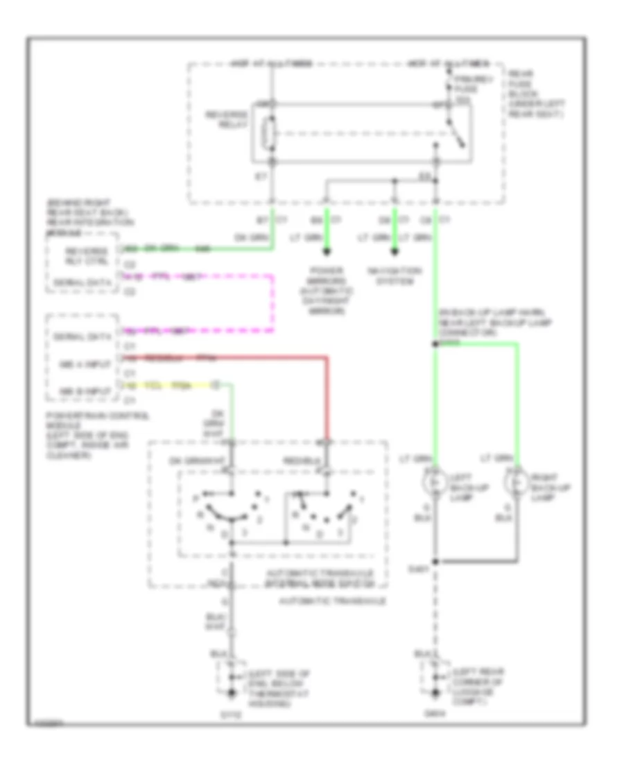 Back up Lamps Wiring Diagram for Cadillac DeVille 2000