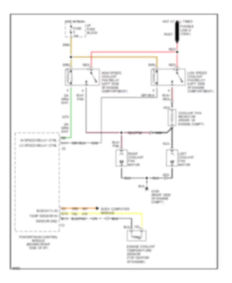 Cooling Fan Wiring Diagram Early Production for Cadillac DeVille 1990