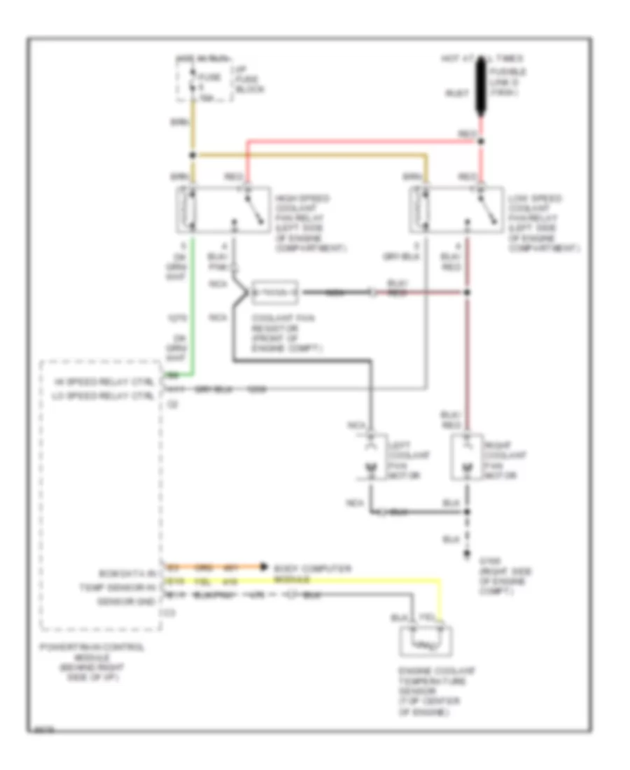 Cooling Fan Wiring Diagram Late Production for Cadillac DeVille 1990
