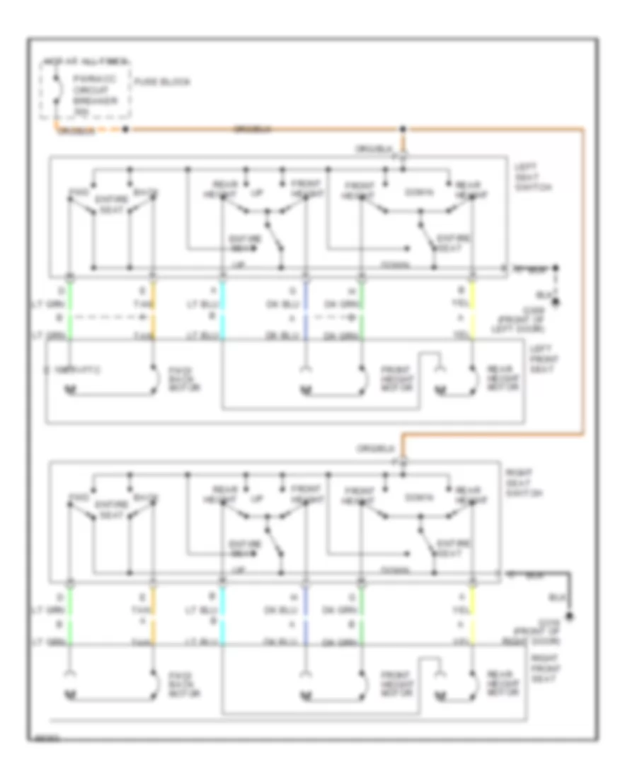 Электросхема привода сидений с 6 путями для Chevrolet Caprice Brougham LS 1990