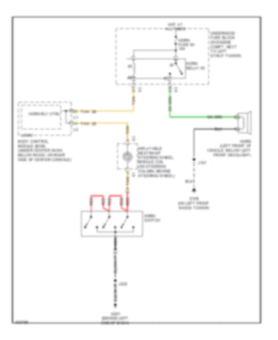 Электросхема звукового сигнал Гудка для Chevrolet HHR LS 2009
