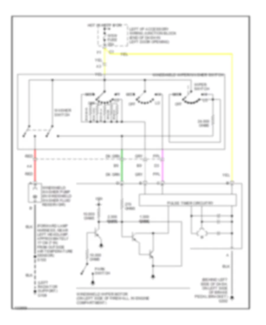 Электросхема стеклоочистителя, дворников и омывателя для Chevrolet Impala LS 2000
