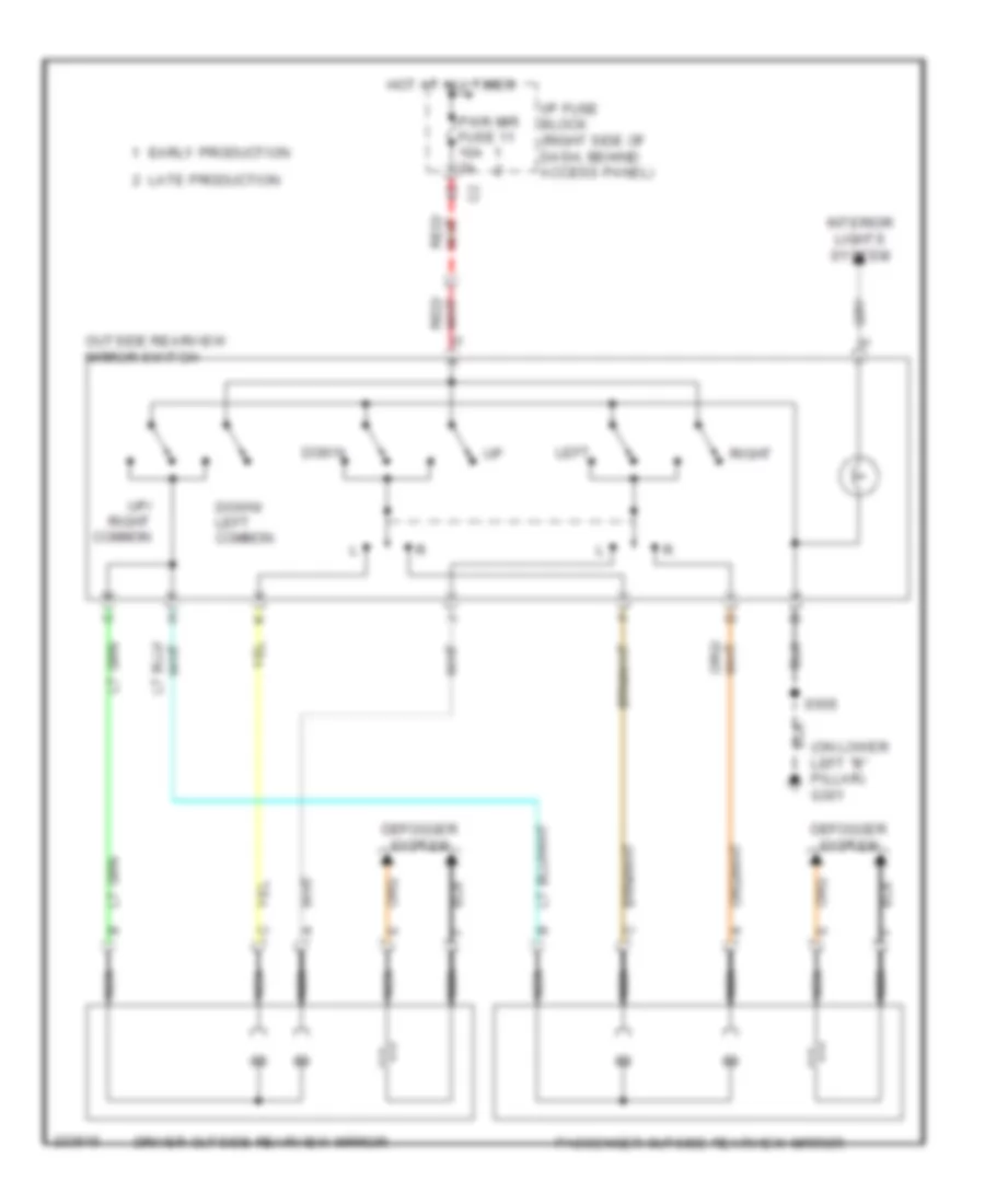 Электросхема привода зеркал для Chevrolet Uplander 2006