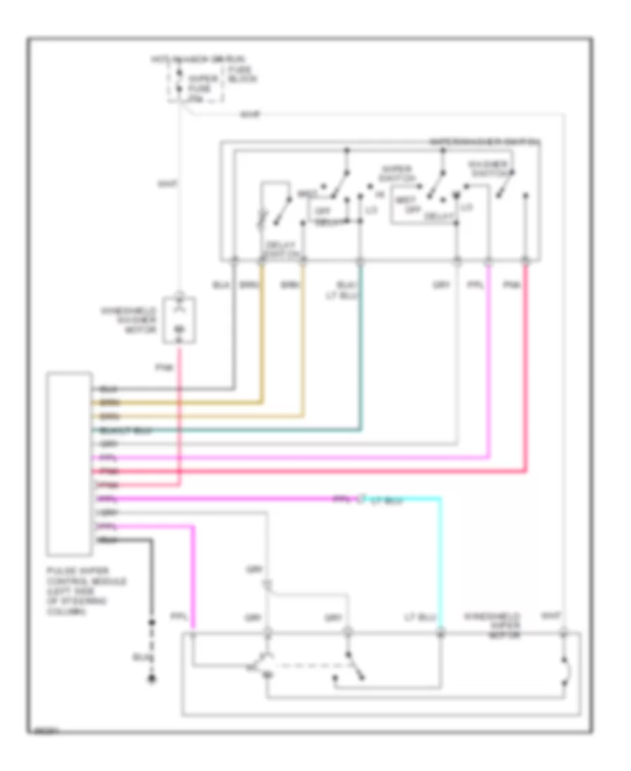 Электросхема стеклоочистителя, дворников и омывателя Интервала, Кроме Шасси Кэмпинга для Chevrolet Forward Control P30 1990