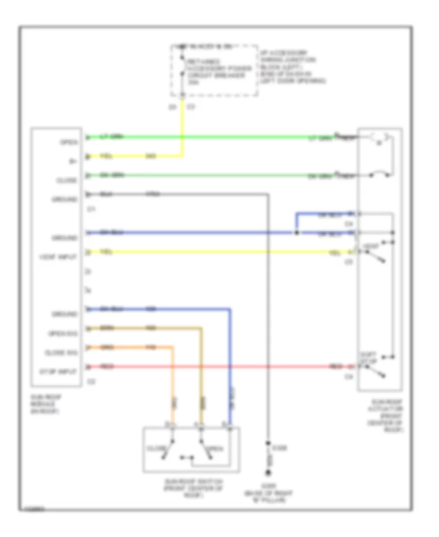 Электросхемы привода люка или крыши, без DIC для Chevrolet Monte Carlo LS 2000