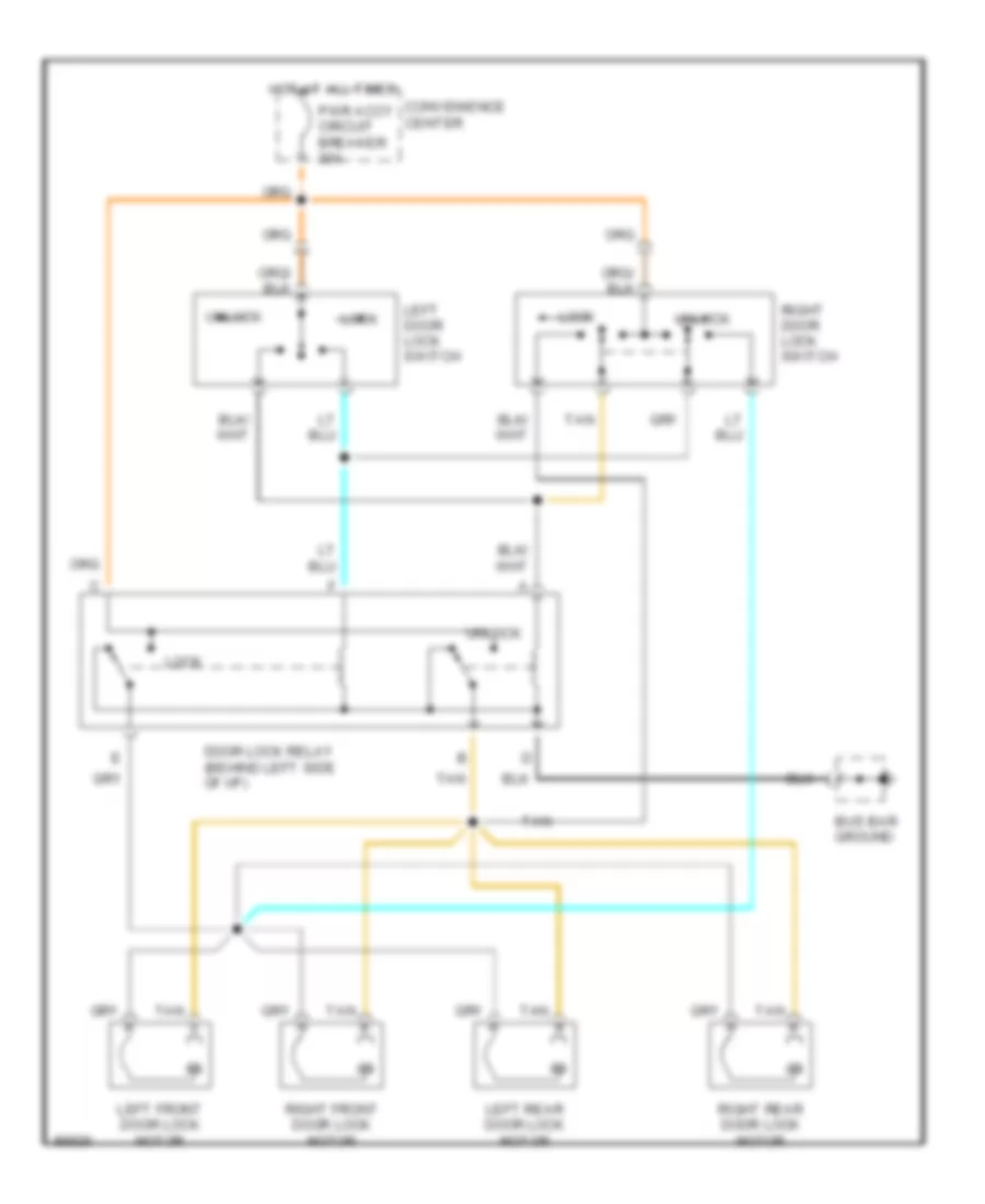 Электросхема центрального замка, 4 двери для Chevrolet S10 Blazer 1991