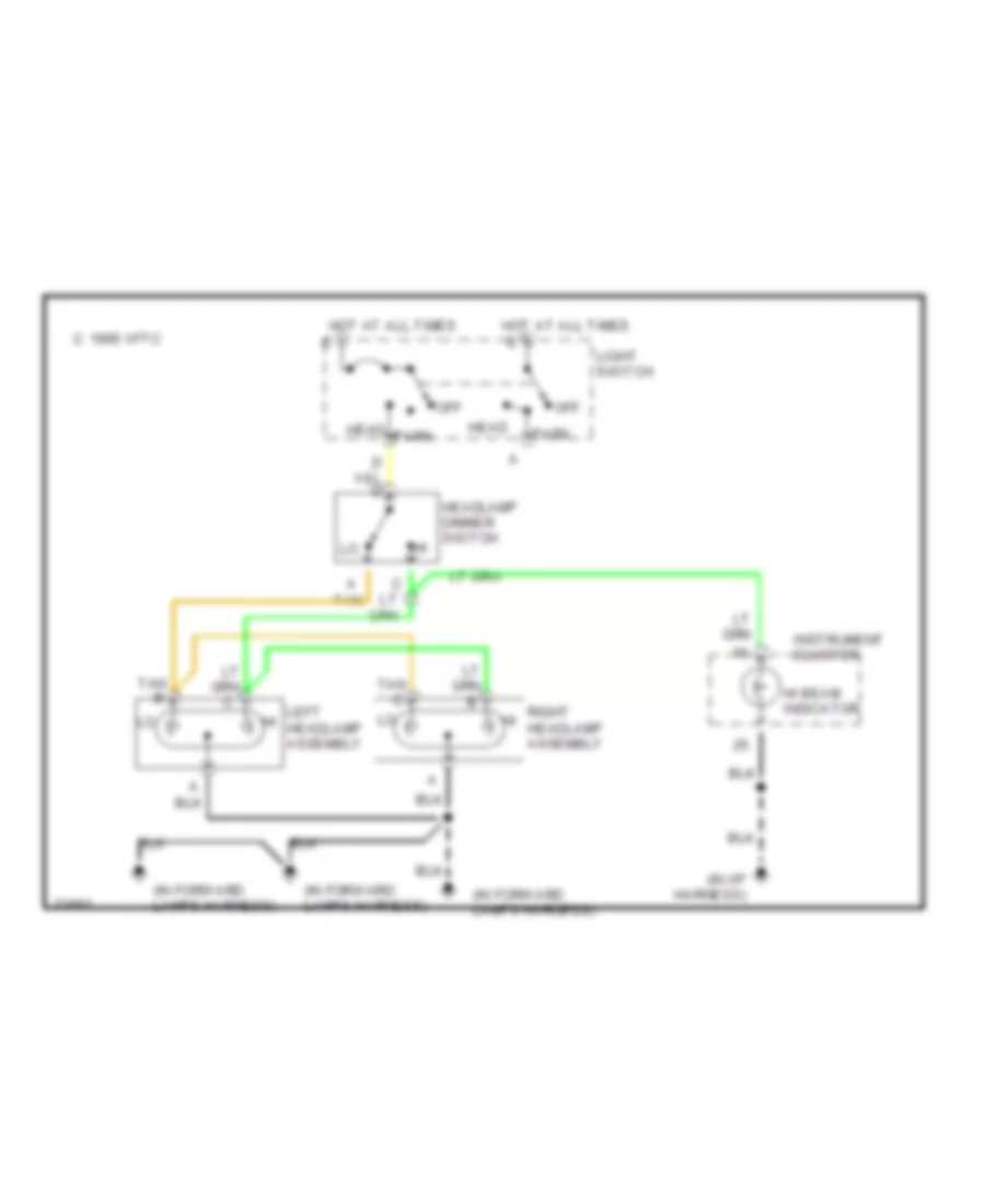 Электросхема фар, коммерческое шасси без DRL для Chevrolet Forward Control P30 1995