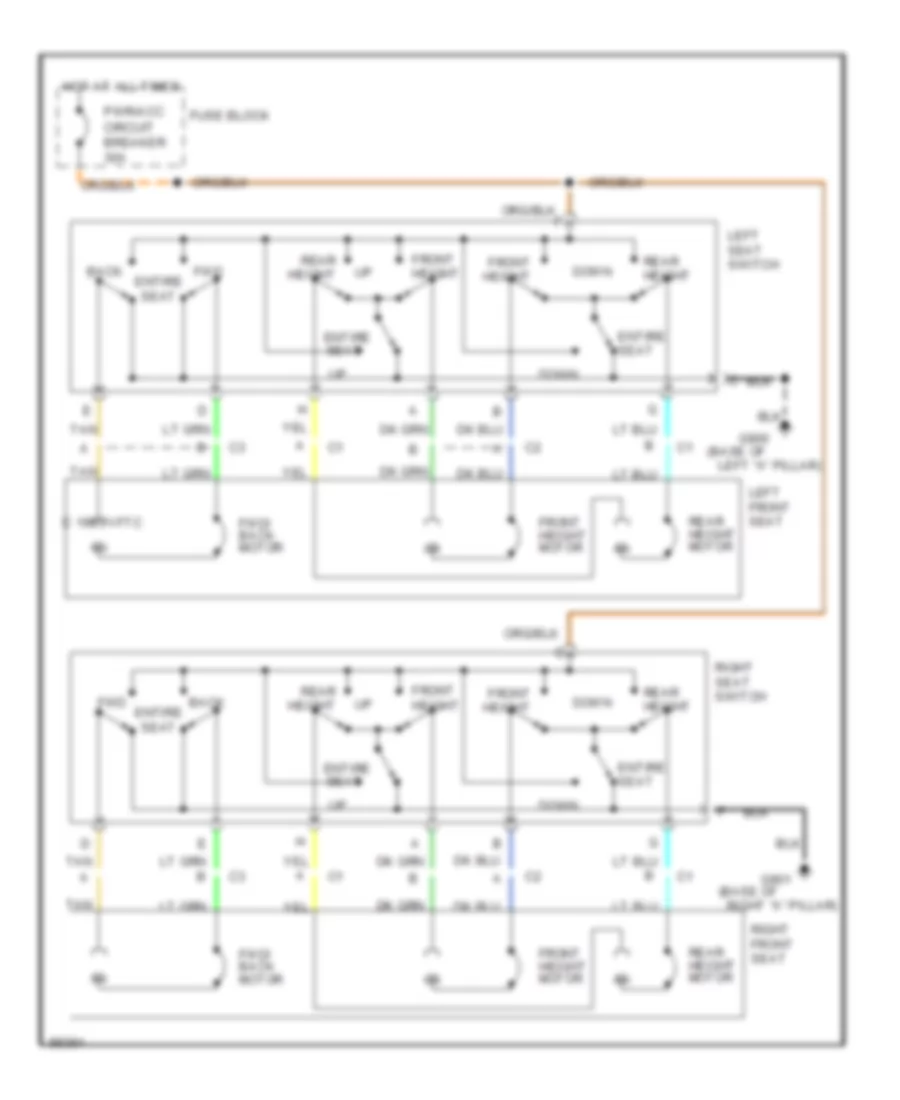 Электросхема привода сидений с 6 путями для Chevrolet Caprice 1991