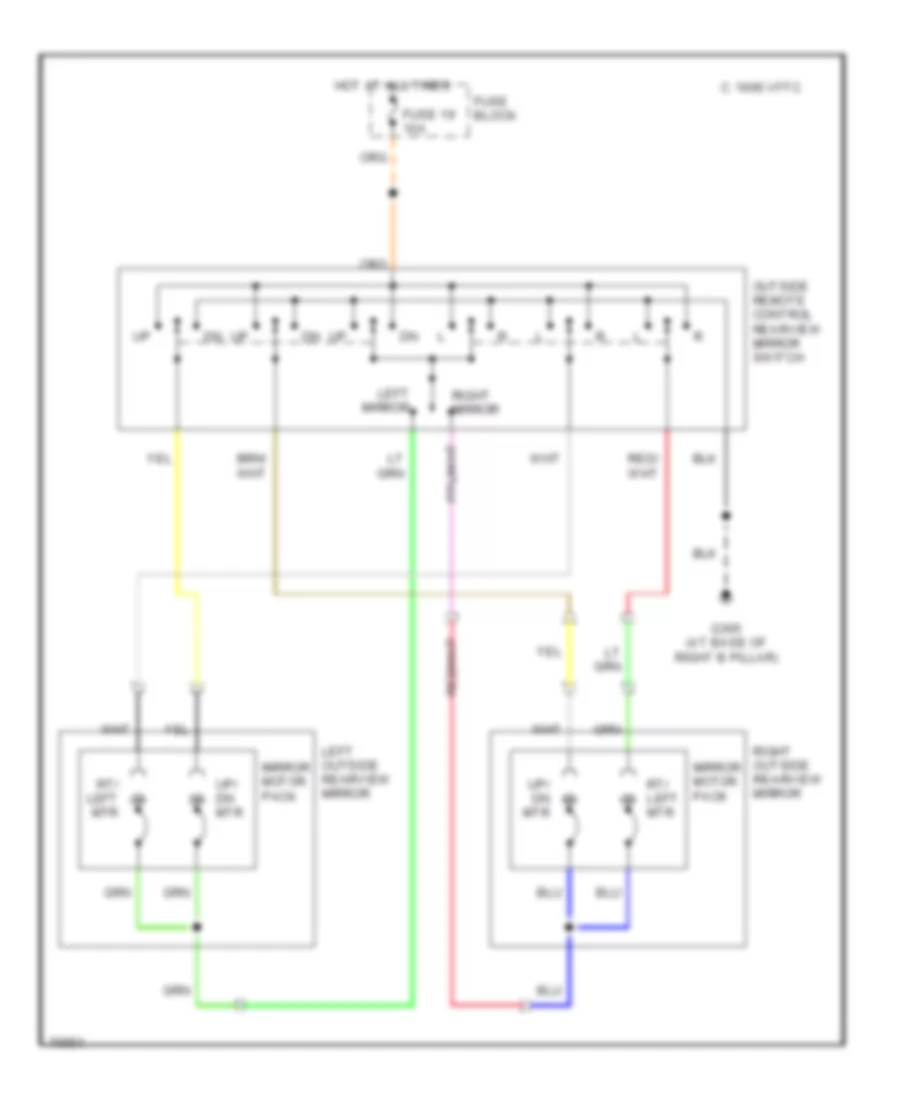 Электросхема привода зеркал для Chevrolet Monte Carlo Z34 1995