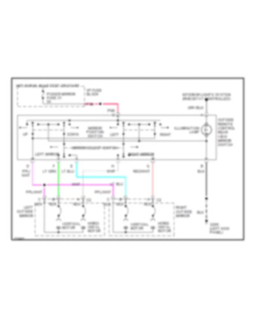 Электросхема привода зеркал для Chevrolet Corvette Grand Sport 1996