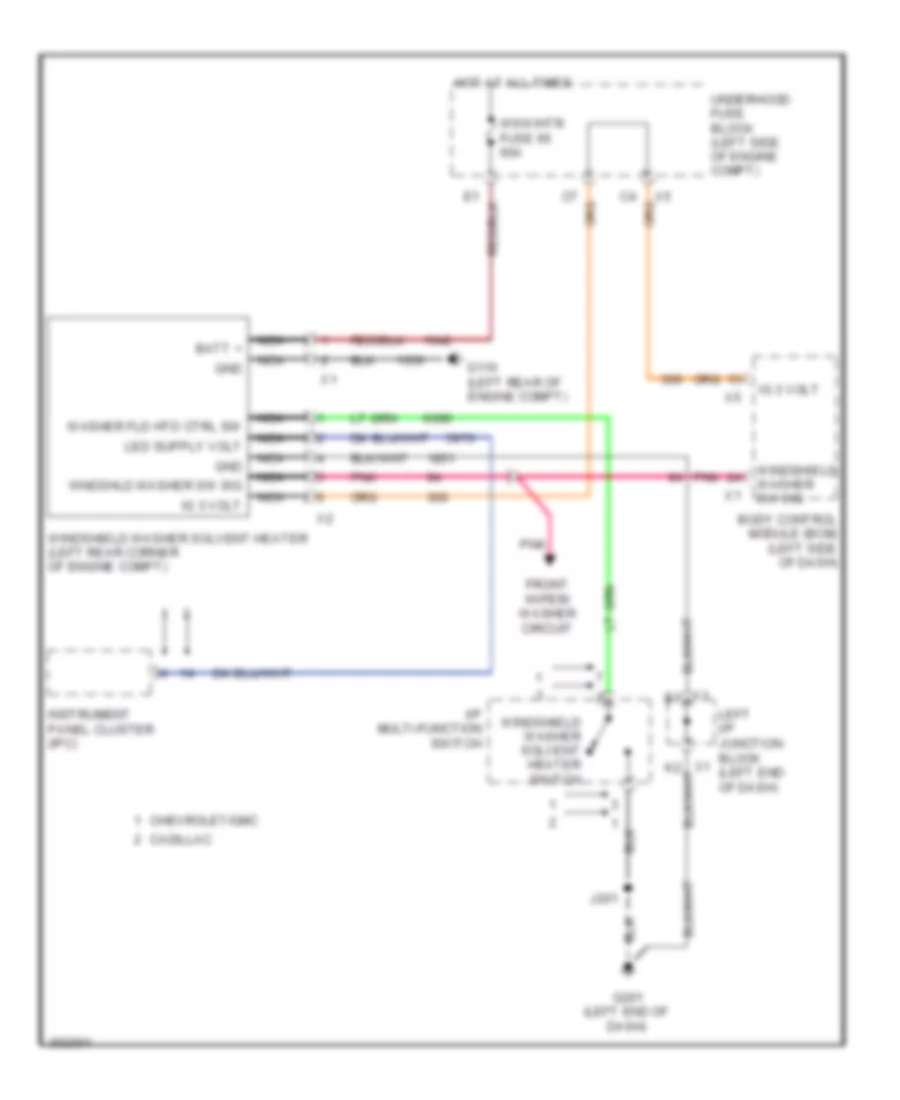 схема нагревателя растворителя омывателя лобового стекла для Chevrolet Avalanche 2009