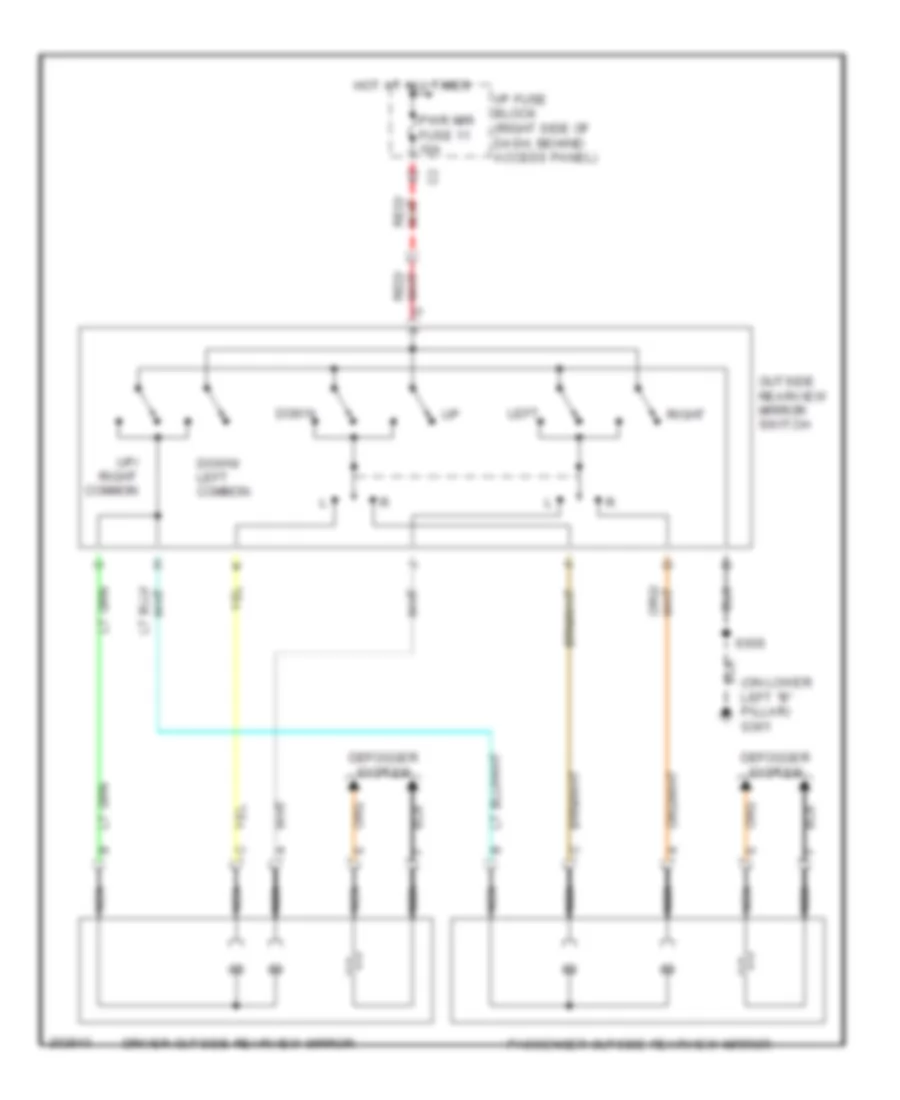 Электросхема привода зеркал для Chevrolet Uplander 2005