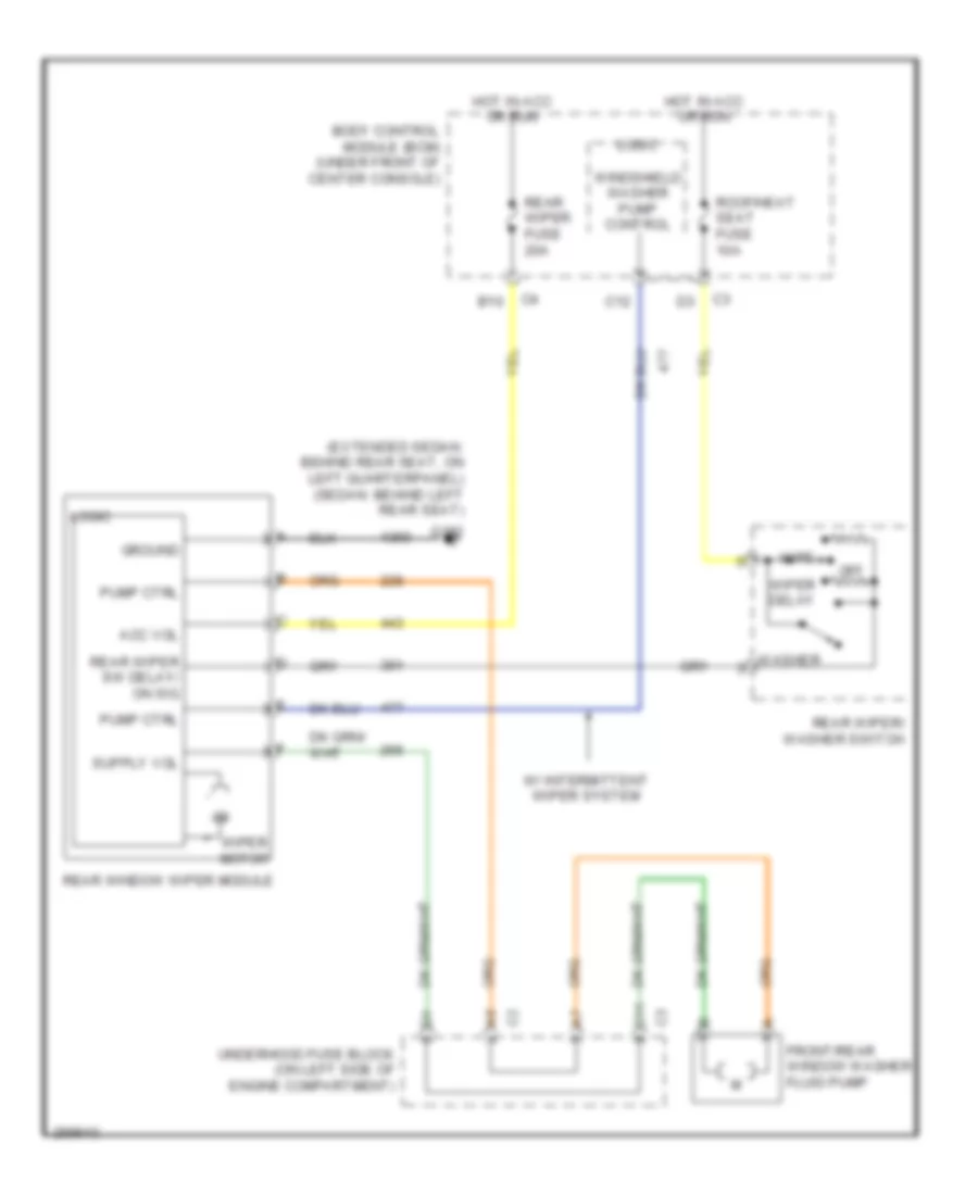Электросхема заднего стеклоочистителя дворника и омывателя для Chevrolet Malibu Maxx LTZ 2007