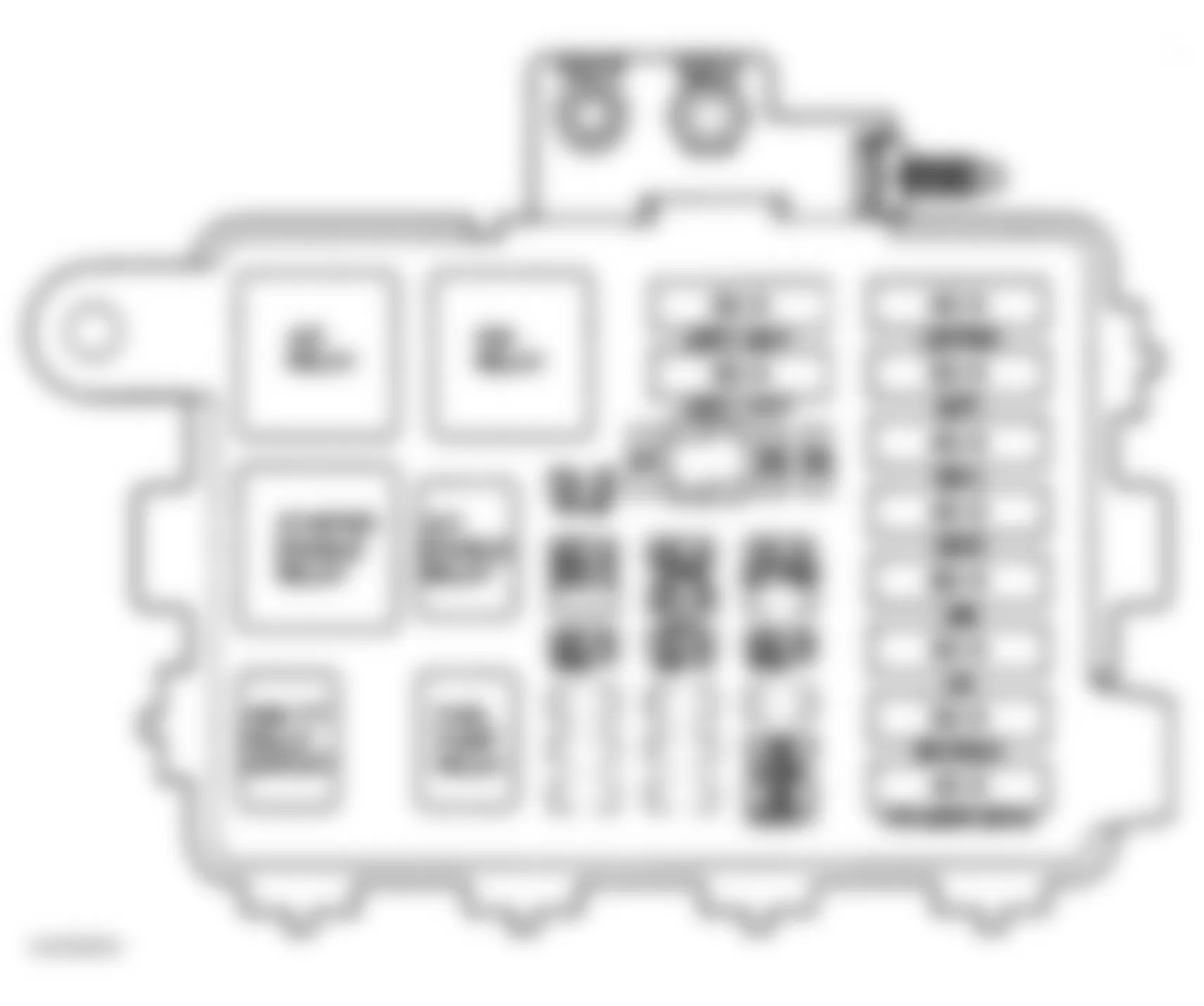 Chevrolet Astro 1996 - Component Locations -  Front View of Underhood Fuse-Relay Center (1999)