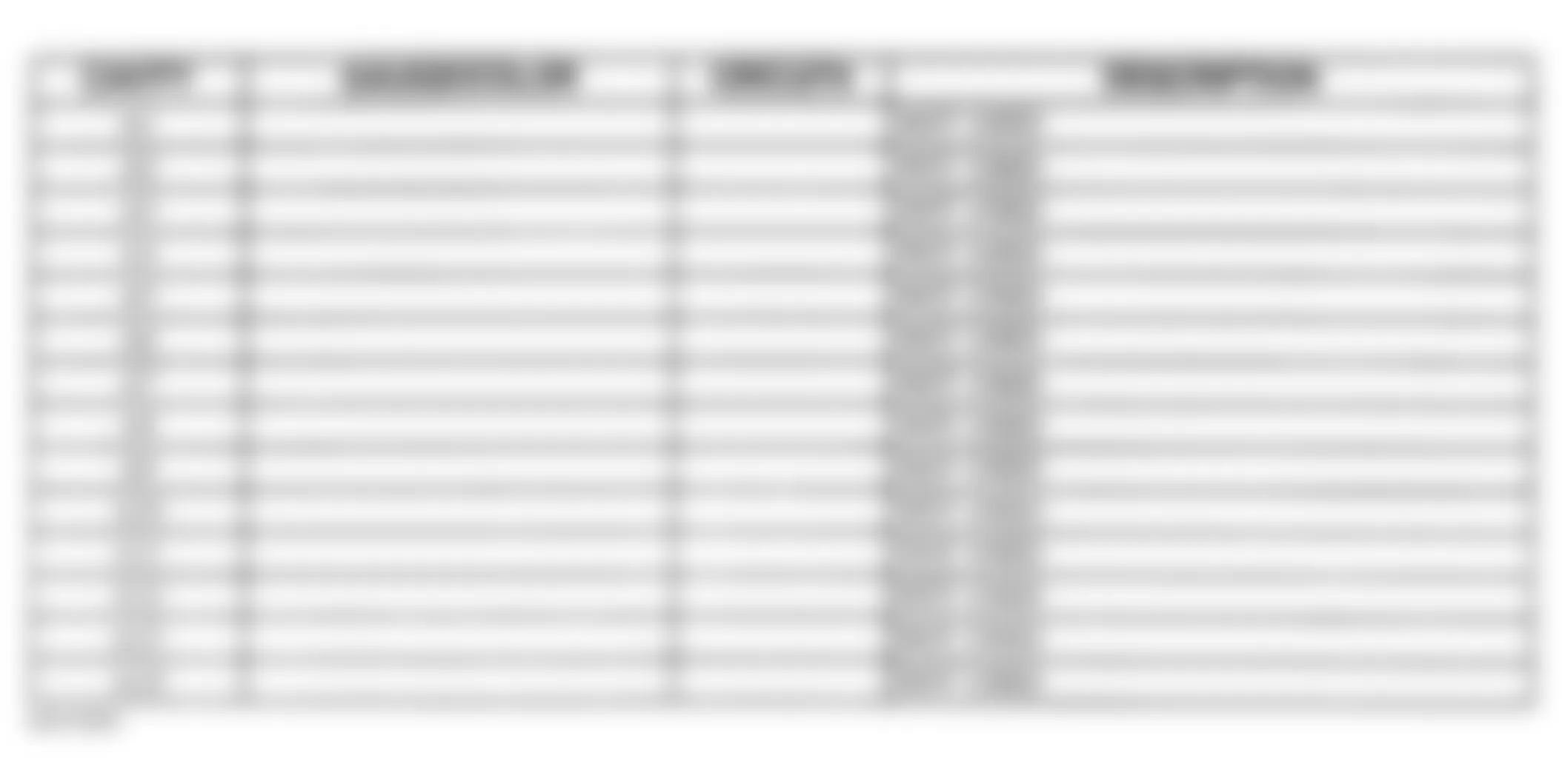 Chevrolet Chevy Express G3500 1996 - Component Locations -  Convenience Center Legend (1 Of 2)