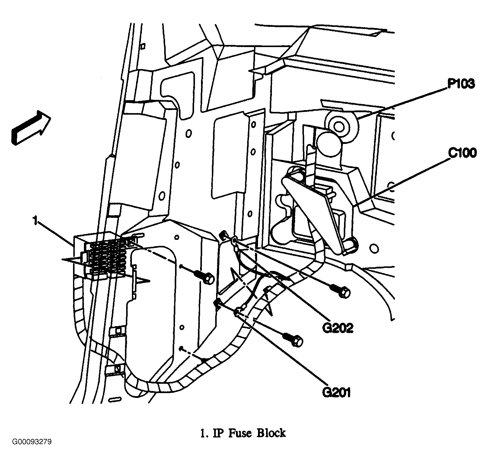 Chevrolet Chevy Van G1500 1996 - Component Locations -  Locating Instrument Panel Fuse Block