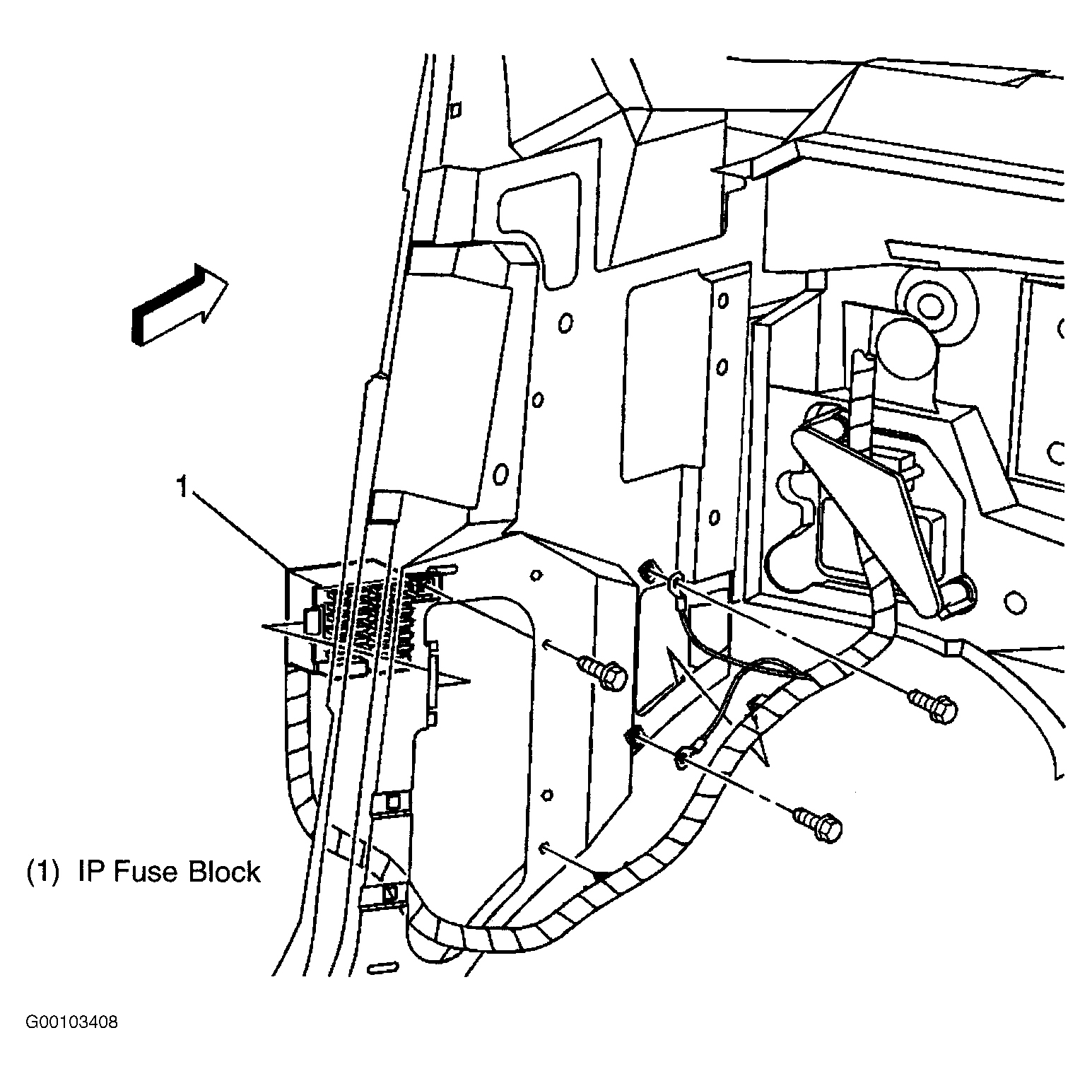 Chevrolet Chevy Van G2500 1998 - Component Locations -  Locating Instrument Panel Fuse Block